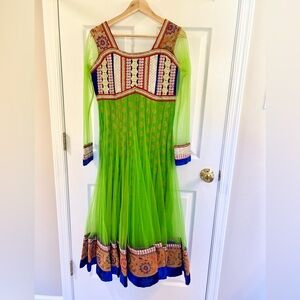 Beautiful green blue anarkali set